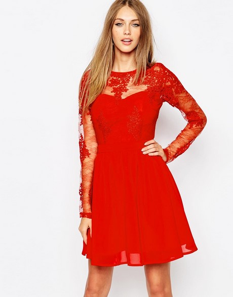 Robe manche longue rouge robe-manche-longue-rouge-32