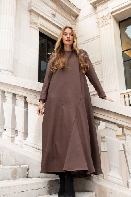Robe en laine marron robe-en-laine-marron-86_8