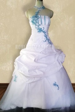 Robe de mariée bleu et blanche