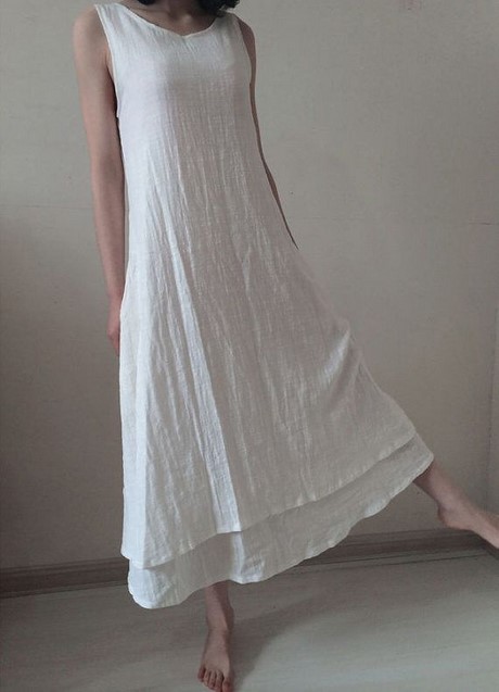 Robe longue blanche coton