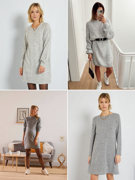 Robe pull gris chiné