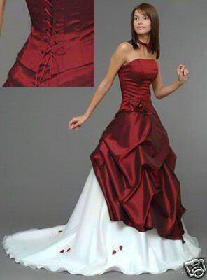Robe mariee blanche et rouge