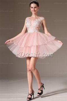 Robe cocktail courte rose pale
