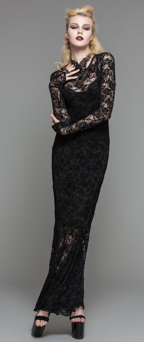 Longue robe noire dentelle