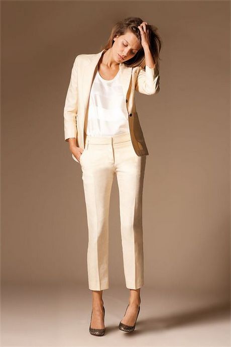 Tailleur pantalon blanc chic femme