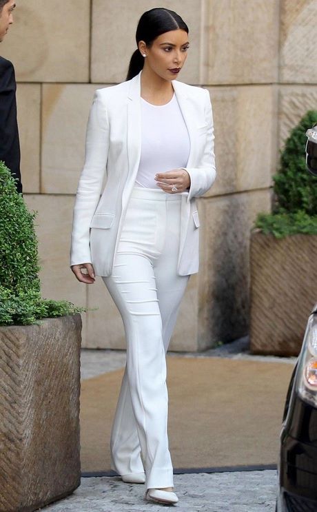 Tailleur pantalon blanc pour femme
