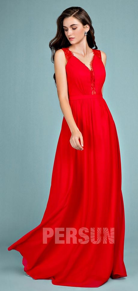 Robe longue cocktail rouge