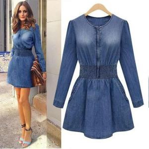 Robe jean manches longues