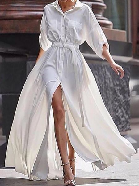 Chemise robe blanche femme