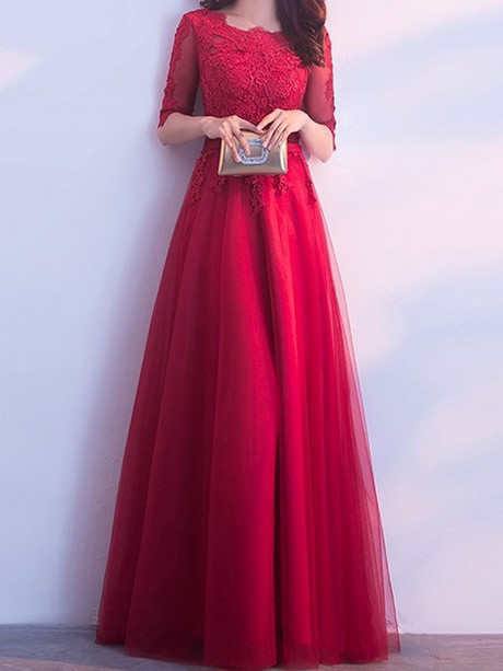 Robe longue rouge avec manche robe-longue-rouge-avec-manche-21_3
