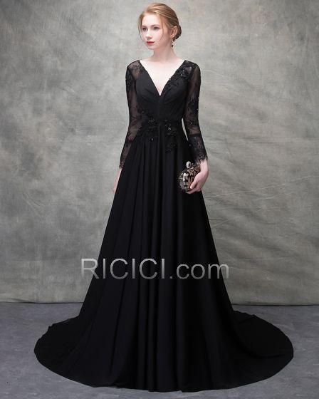 Robe de soirée longue en dentelle noire robe-de-soiree-longue-en-dentelle-noire-73_17