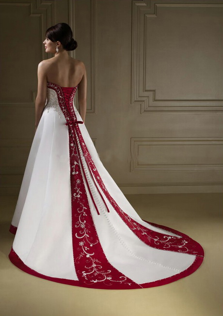 Robe de mariage rouge et blanche