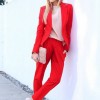Tailleur pantalon femme rouge